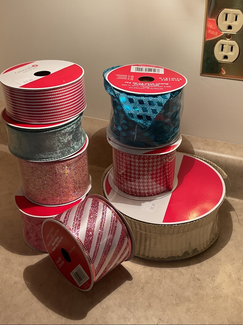 Decorative Pink and Teal Gift Ribbon Set - Home Party Supplies